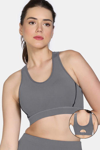 Buy Zelocity  Medium Impact Quick Dry Sports Bra - Steel Grey